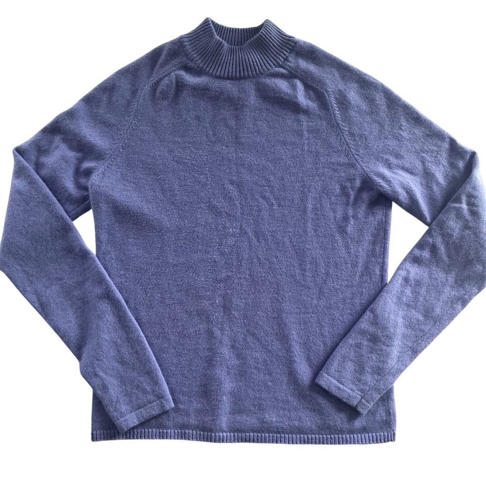 Wendy B. Cashmere Sweater Womens Medium Blue Mock Neck 100% Cashmere Pullover
